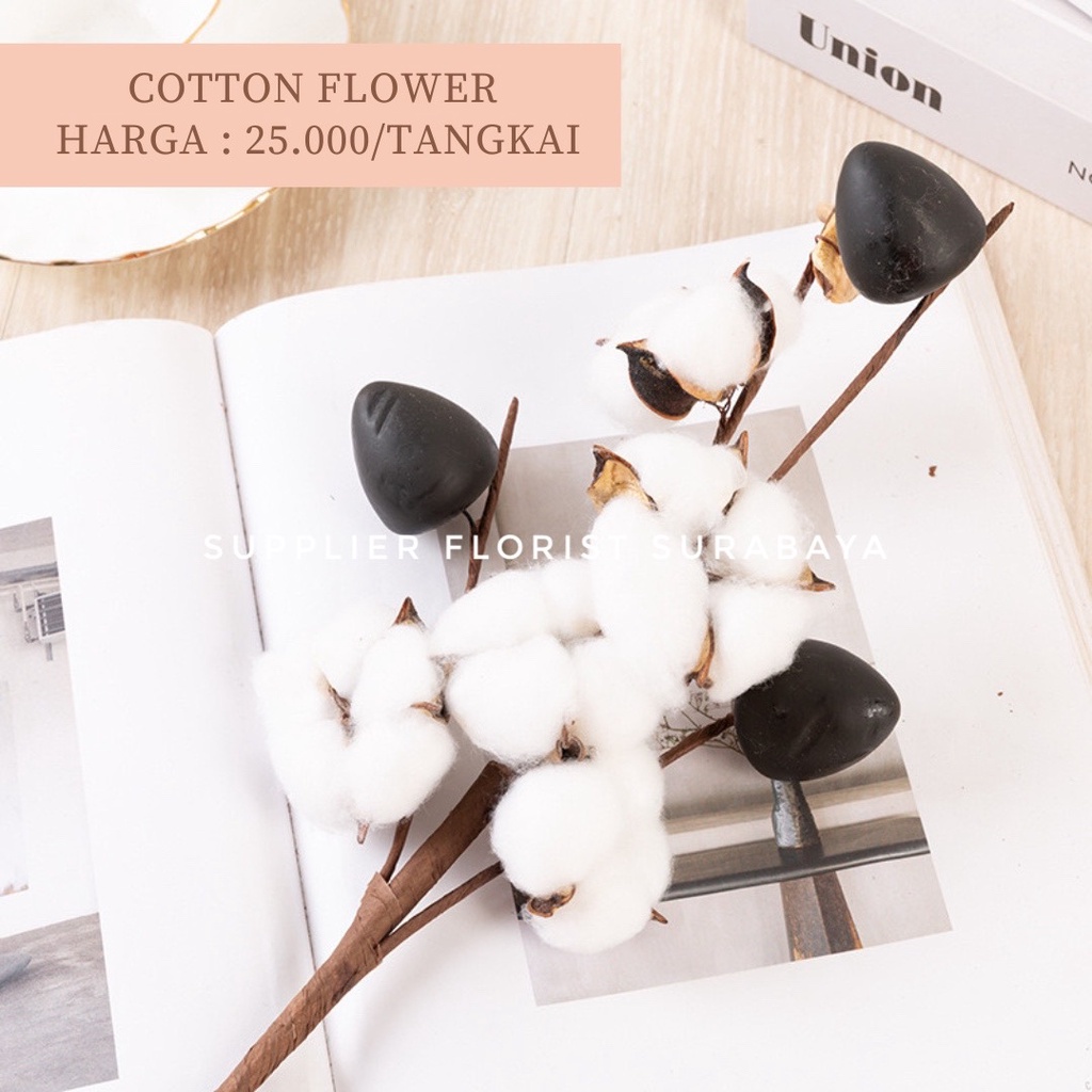 ARTIFICIAL FLOWER COTTON FLOWER BUNGA PALSU HIASAN BUNGA KAPAS MAINAN DEKORASI RUMAH