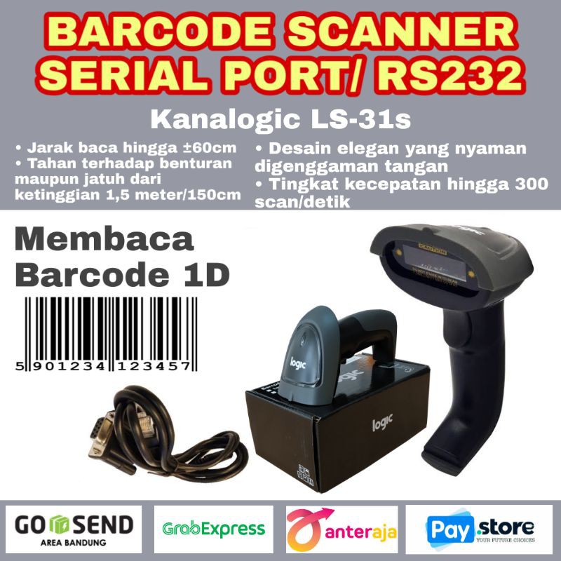 Barcode Scanner Mesin Kasir Kanalogic / Scanner Barcode SERIAL PORT / Logic LS-31S