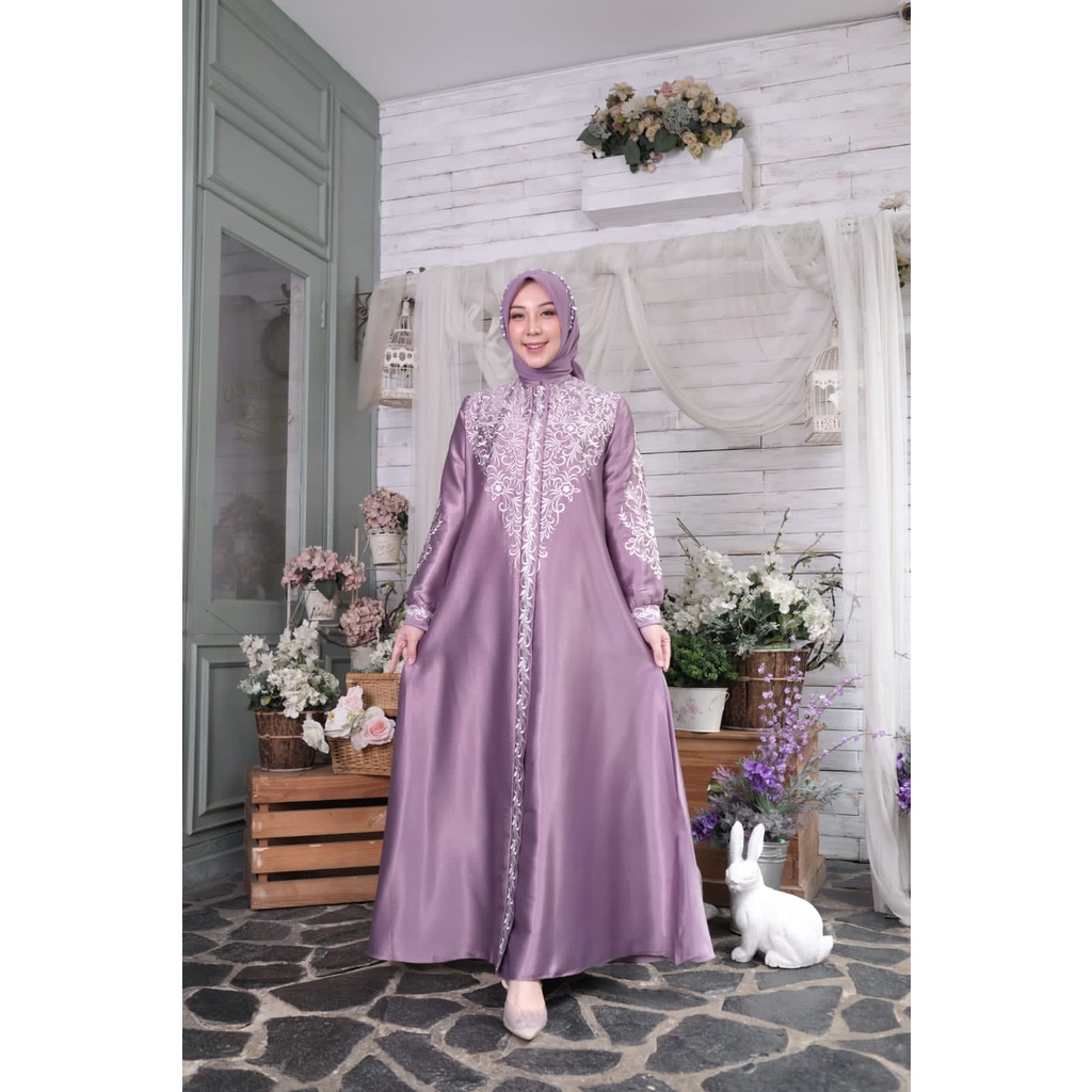 GAMIS TERBARU REAL PICT BAHAN SATIN KRISTAL MOTIF RANDOM