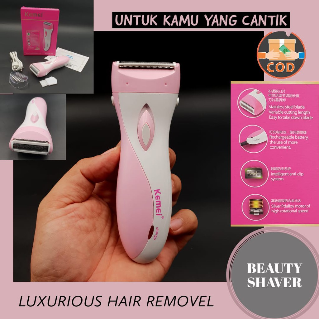 alat cukur rambut kemei km-3018 lady shaver pencukur bulu kaki dan ketiak