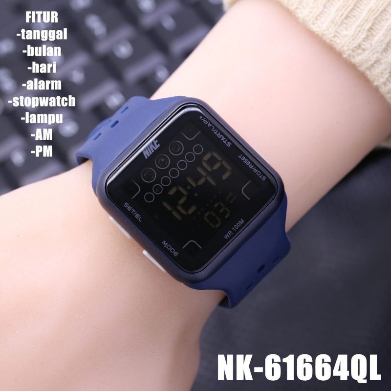 (Terima Cod)Jam Tangan Wanita/Pria Nike Sergi Digital Strap Rubber(Dikirim Jakarta)