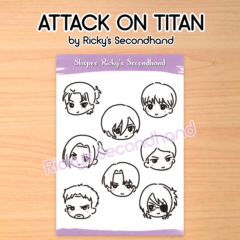 

Attack on Titan Sticker Sheet by Ricky's Secondhand - Stiker Waterproof Anti Air Shingeki no Kyojin Chibi Stickers AoT SNK Eren Armin Mikasa Levi Hange Sasha Jean Reiner