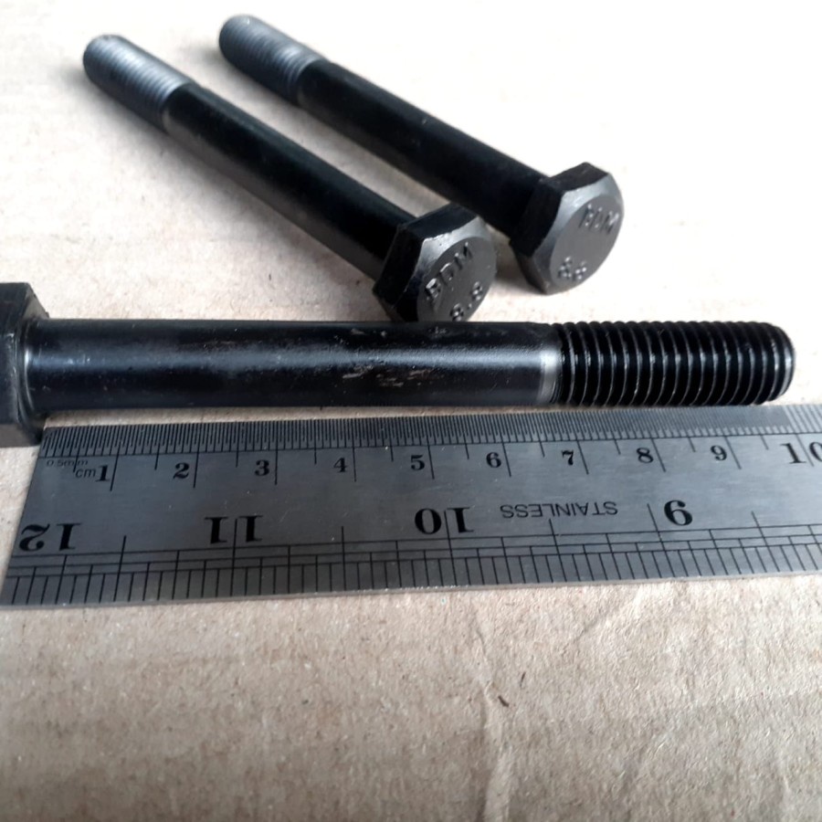 M12X100 BAUT BAJA HTB 8.8 M12 X 100 / BAUT BAJA M12 X 100 HITAM / BAUT M12X100 BAJA / BAUT 19 KUNCI 