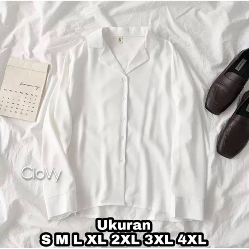 Clovy Kemeja Wanita Oversize Big Size Jumbo Size S M L XL XXL XXXL 4XL 2XL 3XL 5L Kemeja Basic Jumbo Big Size Baju Kerja Kantor Korea