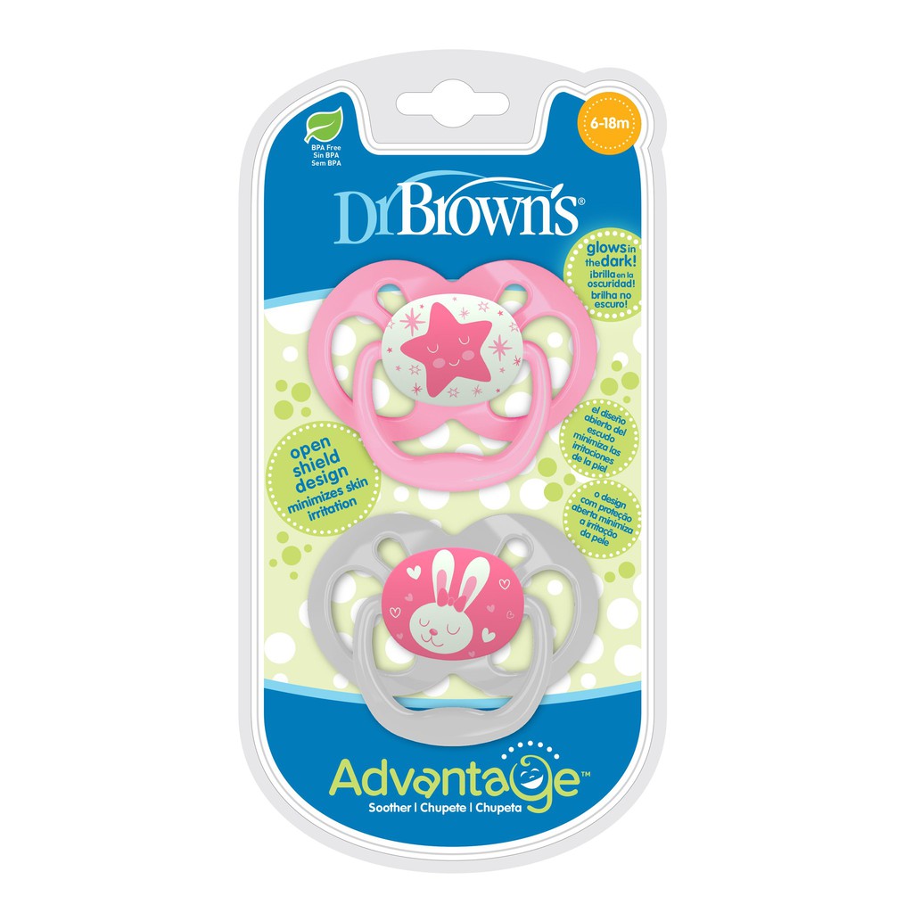 Dr Brown's Advantage Pacifier Glows in the Dark/Empeng bayi