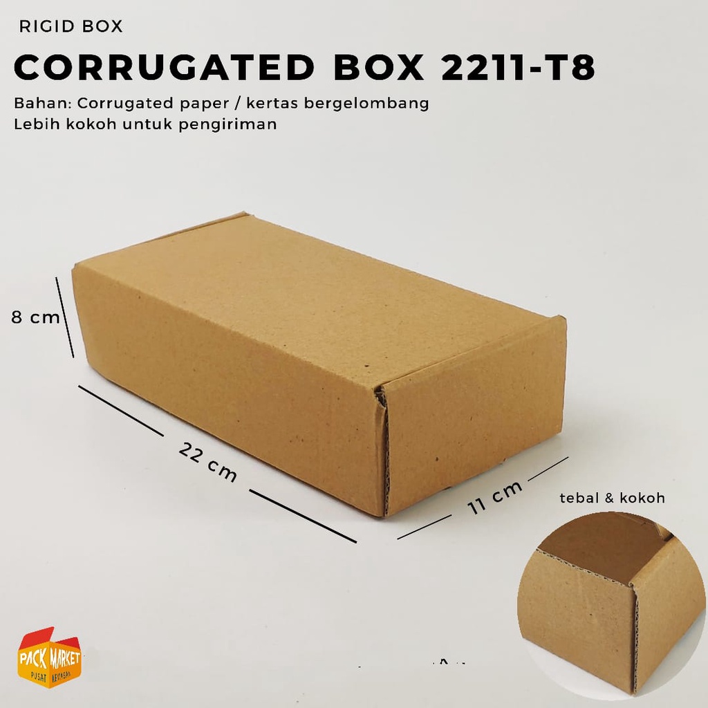 

Corrugated Box 22x11-T8 cm (1 pak isi 5pc) / kemasan kado / hampers box