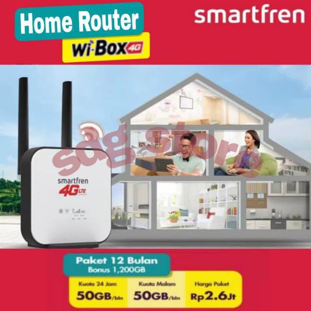 Wi-Box 4G Home Router Smartfren Paket 12 Bulan