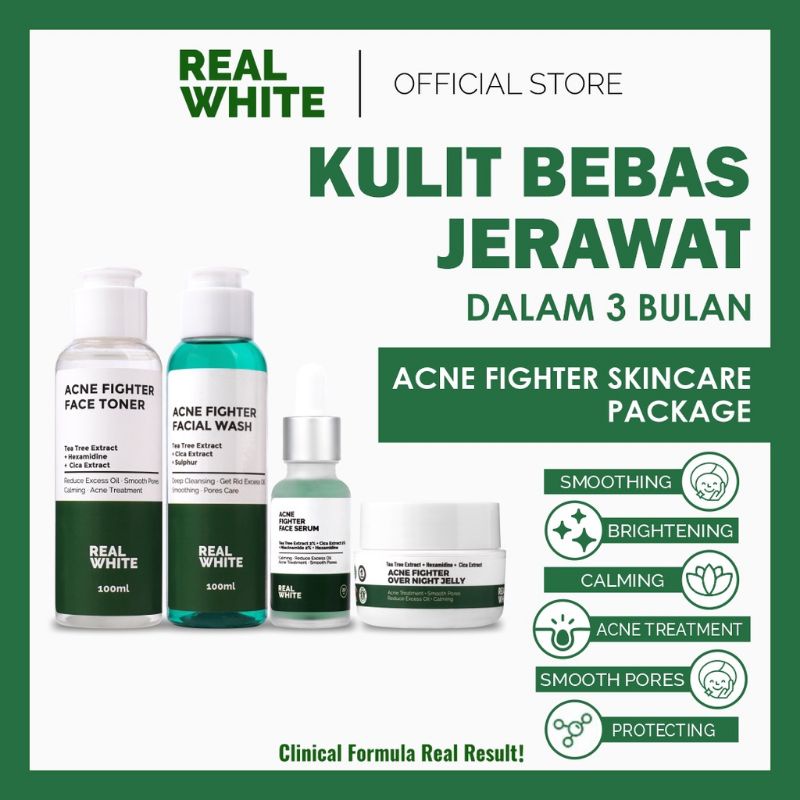 Real White 100% Original Niacinamide Brightening Face serum, Alpha Arbutin Serum Aha bha peeling toner dan serum, night cream collagen vit c day cream intensive repair eye cream toner face wash body realwhite retinol ceramide drying mini underarm