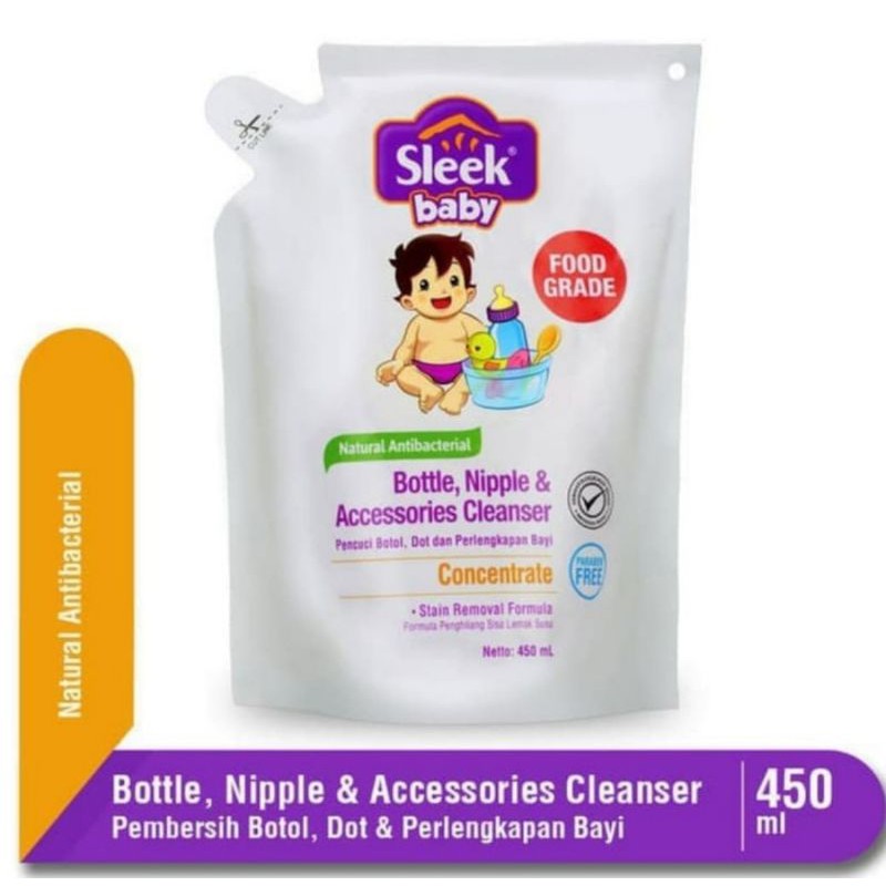 Sleek Baby Bottle Nipple and Accessories Cleanser Refill 450ml 500ml Botol