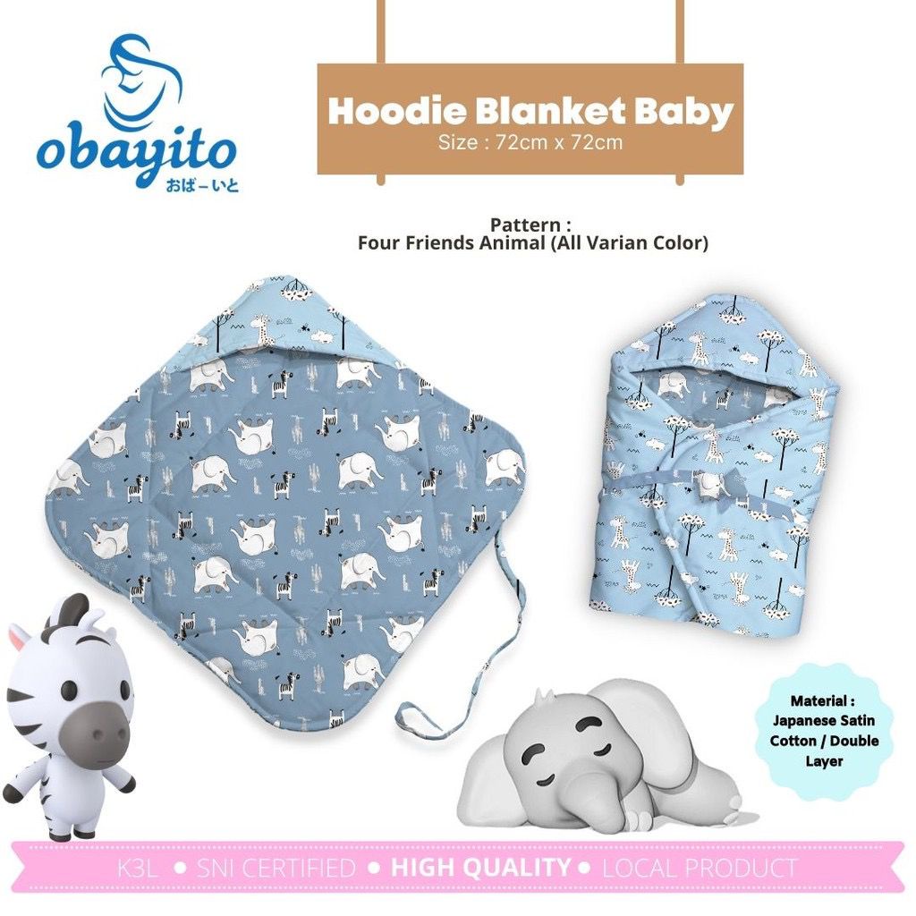 Obayito Selimut Topi Bayi Double Layer OB-035 / Obytobi Selimut Topi OB-035B / Selimut Bayi