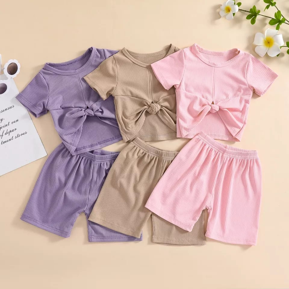 BEFAST - ZTL OOTD Setelan Anak NABIL / SETELAN ANAK MILA / Oneset Anak-Anak Perempuan Model Terbaru / Pakaian Santai Casual Anak / Set Atasan Kaos Lengan Pendek+Celana Pendek / Oneset Polos / Setelan Anak Termurah