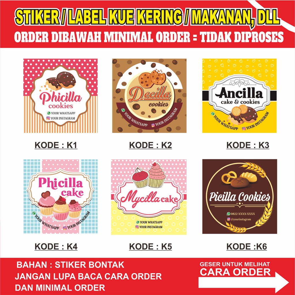 

STIKER KUE / STIKER BAKERY / STIKER MAKANAN / LABEL KUE KERING / LABEL TOPLES / STIKER PERSEGI