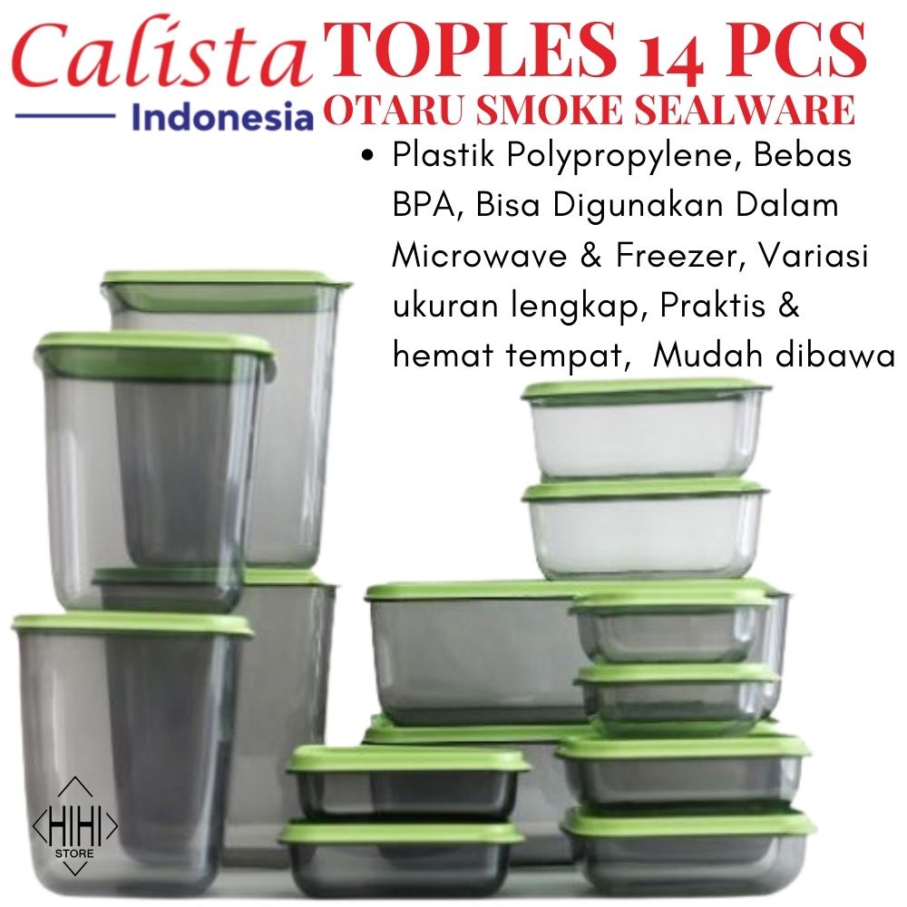 TOPLES CALISTA 14PCS / CALISTA OTARU SMOKE SEALWARE 7G TOPLES PLASTIK SET ISI 14 PCS / TEMPAT MAKANAN CALISTA / WADAH PLASTIK SET / TOPLES KUE