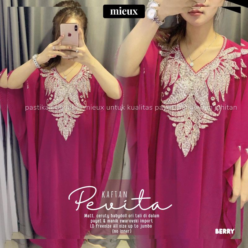 KAFTAN PEVITA kaftan no furing berbahan ceruty original mieux kaftan payet isyana kaftan