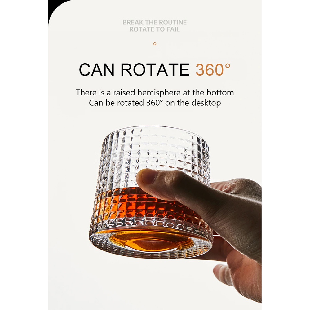 Gelas Kaca Cangkir Spinning Whisky Wine Glass Cup 150ml Line Style Putar Whiskey Glass MILANO One Two Cups ORiI