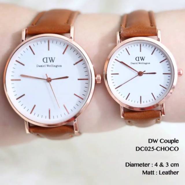 (Cod√)Jam Tangan Couple D-M Strap Kulit (Dikirim Dari Jakarta Pusat)