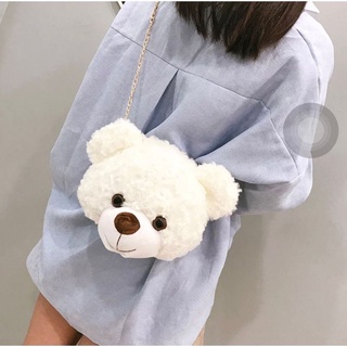 Tas Selempang Bulu Kepala Boneka Tedy Bear Tas Wanita Premium