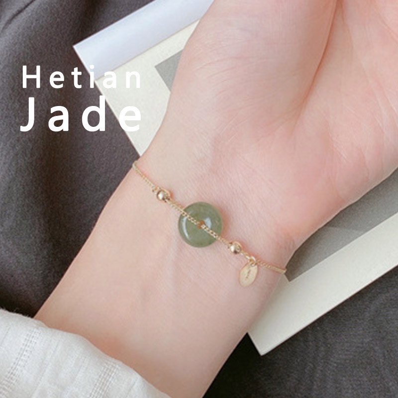 Gelang Rantai Giok Hetian Alami Tidak Alergi Untuk Wanita
