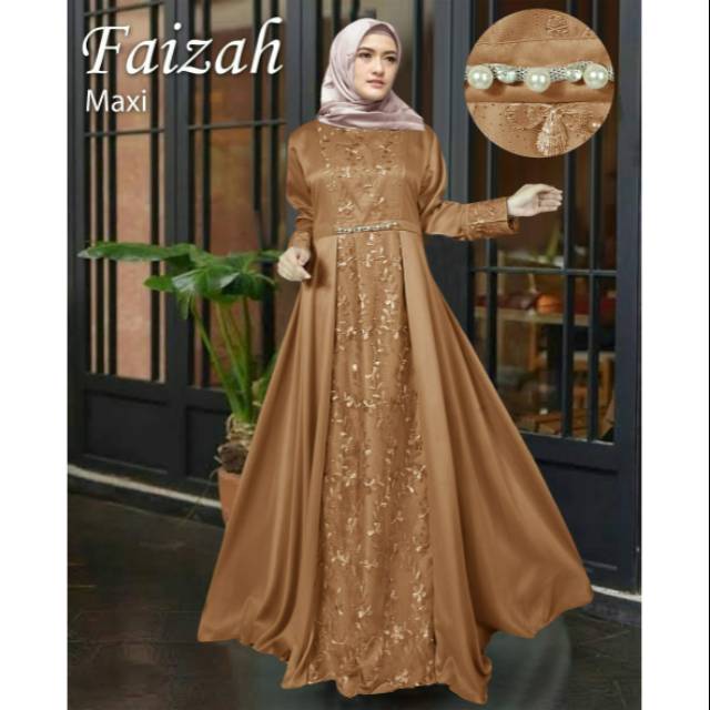 SYAR'I DEWASA/GAMIS Maxi Faizah  kombinasi tile mutiara+motek../FASHION MUSLIM