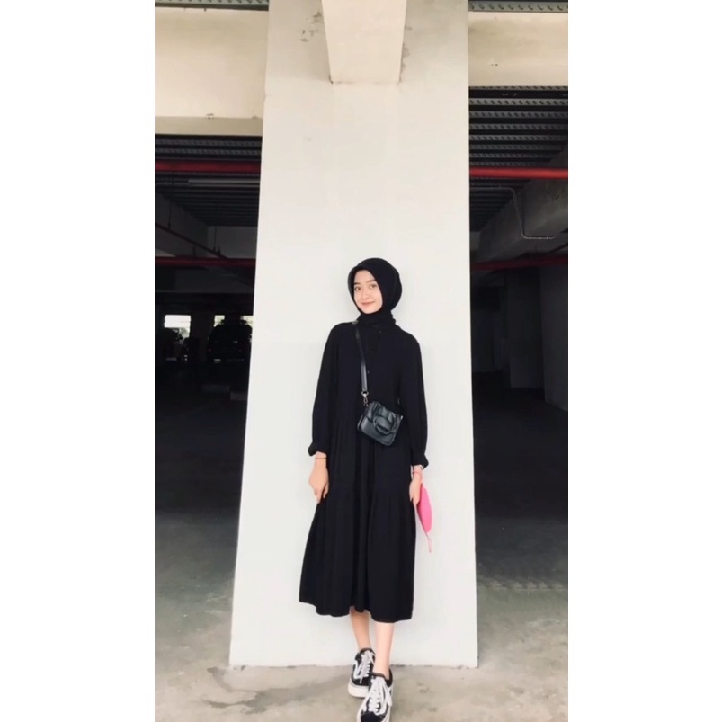 GF02 ~ LIDIYA MIDDLE DRESS fashion muslim casual remaja milenial BAHAN SHAKILA