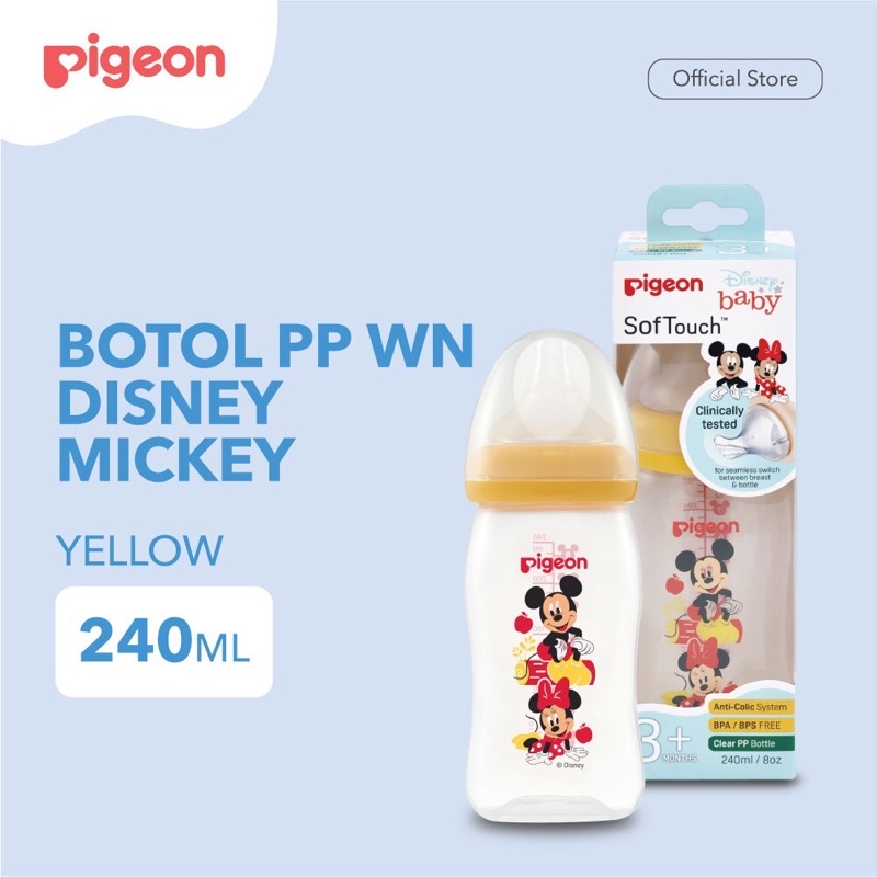 Pigeon Botol WN Disney 240ml - Pigeon Botol Susu Wideneck Wide neck 240ml Micky Minnie