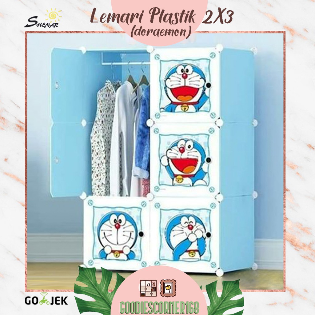 LEMARI 2X3 - PLASTIK 6 KOTAK LEMARI SUSUN HANGER GANTUNG PINTU KARAKTER ANTI DEBU LEMARI BAJU PAKAIA