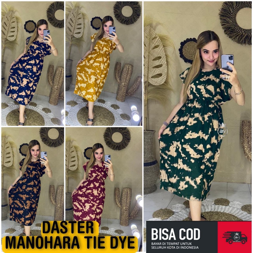 Daster Kekinian Manohara Rayon Premium Dress Wanita Batik Lengan Pendek Baju Harian LD 110 cm