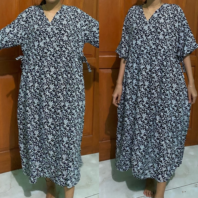 Daster Panjang wanita Tangan Pendek kekinian all size bahan adem