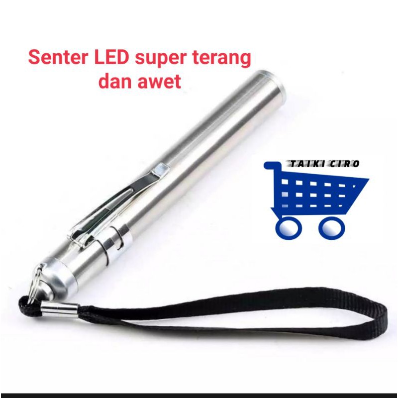 Senter LED akik mekanik awet super terang camping pramuka aki stainless steel berkualitas murah good