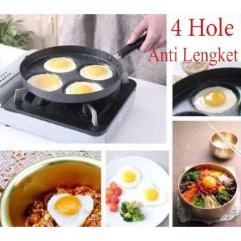 Pan Wajan Telur Ceplok Pancake Aluminum Tidak Lengket - 4 Hole