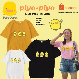 BAJU KAOS  KATUN PIYO PIYO OVERSIZE  HITAM  PUTIH MUSTARD 