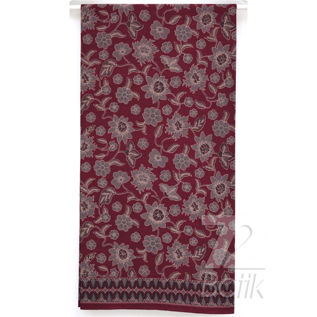 KAIN BATIK KATUN Premium Motif Kembang Warna Merah Maroon Marun Maron 726578 Cap 72 Jarik Jarit Samping Kebat Panjang Batik Katun Modern Premium Bahan Seragam Batik Pernikahan Kantor Keluarga Murah Kamen Jadi Batik Bali Lembaran