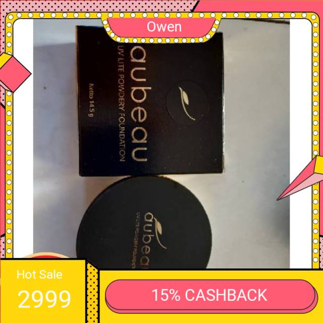 Bedak padat  aubeau kaca uv lite powdery foundation