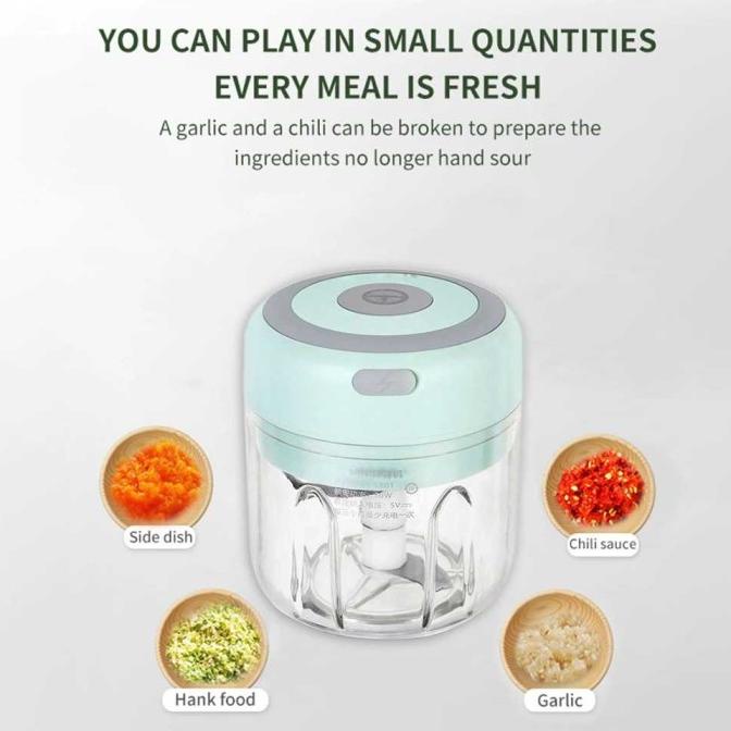 Blender Mini Elektrik Hand Chopper Garlic Pemotong Bawang Bumbu Copper