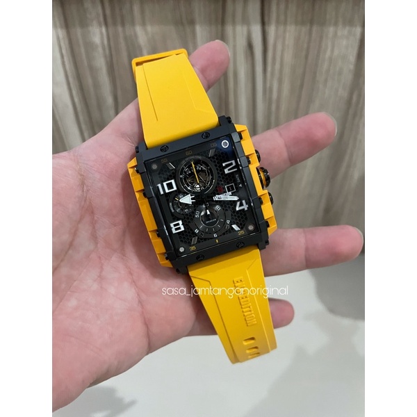 Jam Tangan Expedition E 6757 Original Black Yellow Pria Rubber