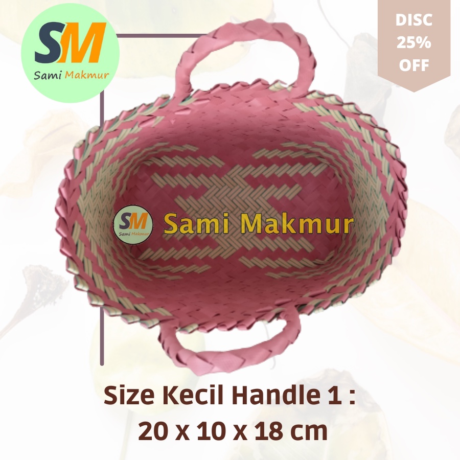 Tas Anyaman Plastik LURIK KECIL HANDLE 1 Tas Anyam Hampers Souvenir Belanja Pasar Parcel Bingkisan Lebaran Muat Kotak Snack Roti