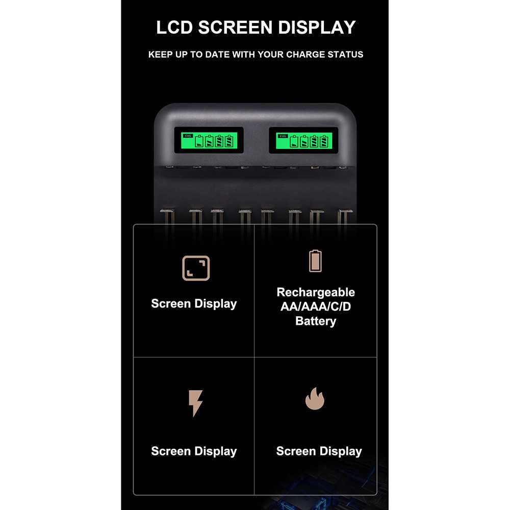 PALO Charger Baterai 8 Slot Dual LCD for AA AAA SC C D - NC556