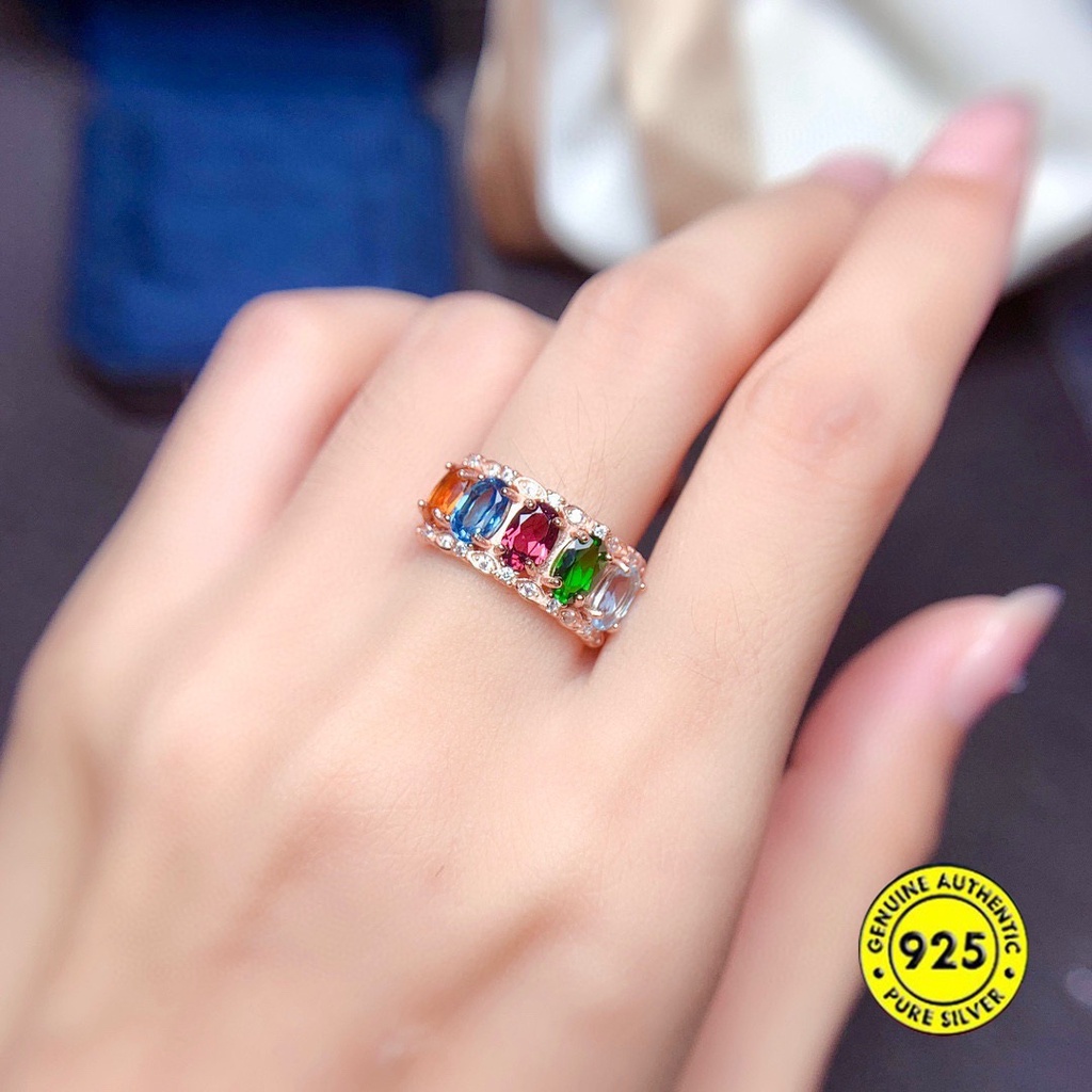 Cincin Batu Permata Kristal Alami Model Terbuka Dapat Disesuaikan Untuk Wanita