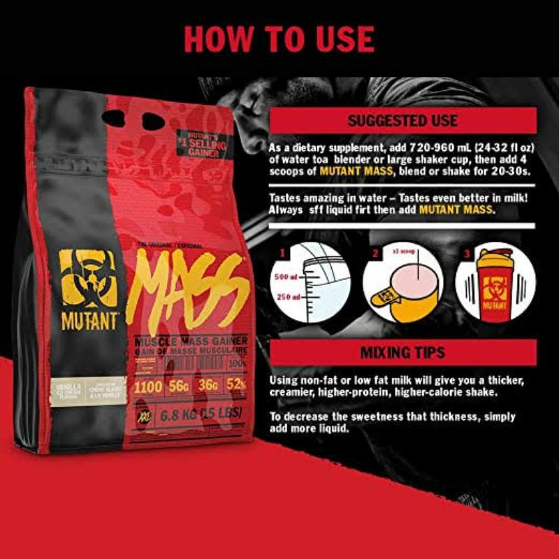 MUTANT MASS GAINER 15 LBS SUPLEMEN KESEHATAN MAKANAN PROTEIN ISOLATE NON SERIOUS BPI BULK ELITE MASS