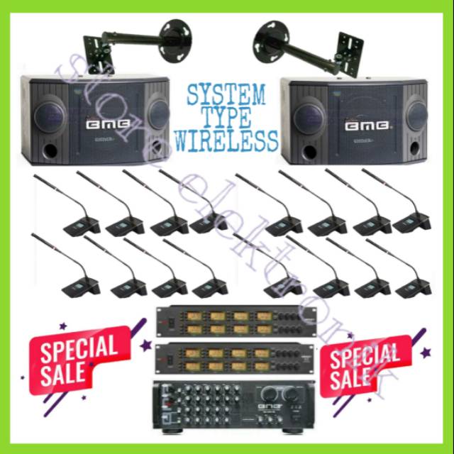 Paket Microphone Meja Conference System Wireless Mic 16 Unit and sound System