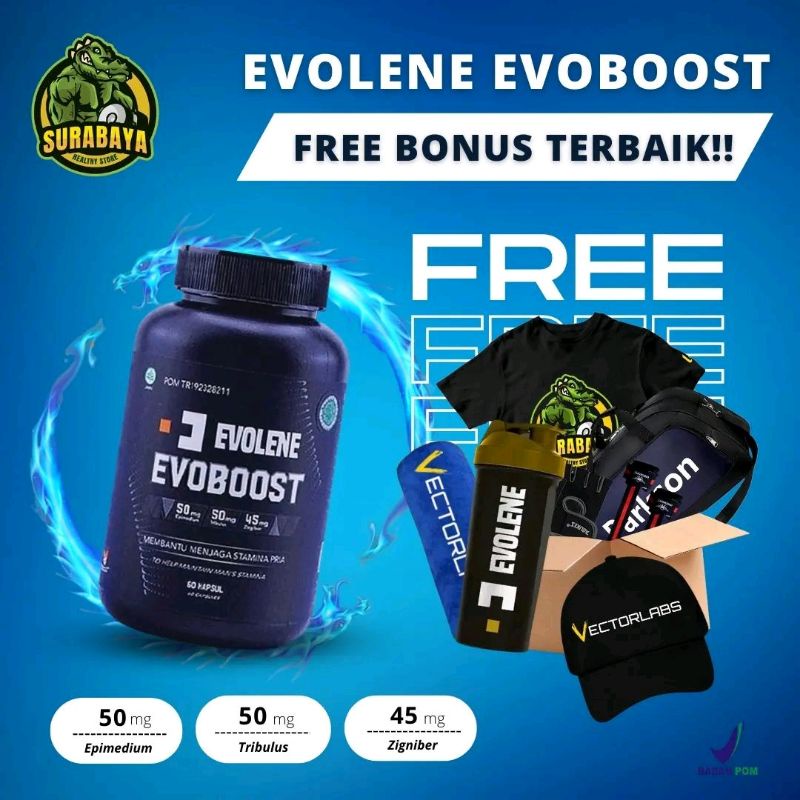 Evolene Evo Boost EvoBoost 60 Capsules Suplemen Fitness Testosterone Booster Gym Fitnes Testo Boost Kapsul Caps Capsule Not Test HD