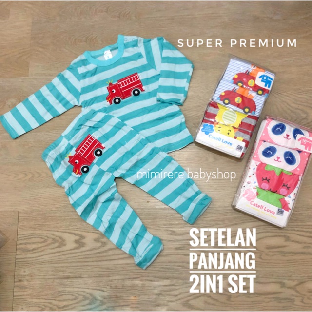 Setelan Panjang 2in1 Super Premium Catell Love / Piyama Bayi Catell Love