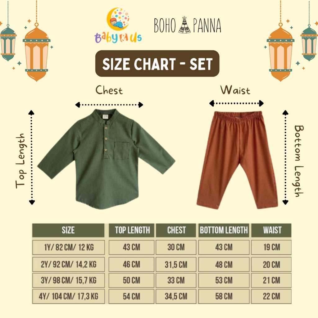 Bohopanna Raya Collection - Noah Set - Setelan Koko Celana Peci Earth Tone 1-4 tahun