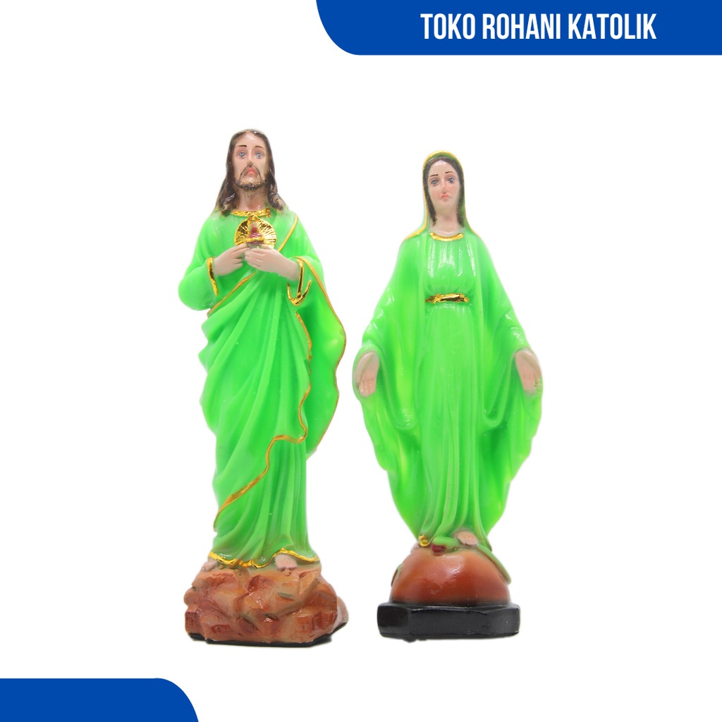 PATUNG YESUS - MARIA 20 CM FOSFOR (PAKET) - GLOW IN THE DARK / PATUNG KATOLIK / PATUNG BUNDA MARIA / SALIB DUDUK KATOLIK