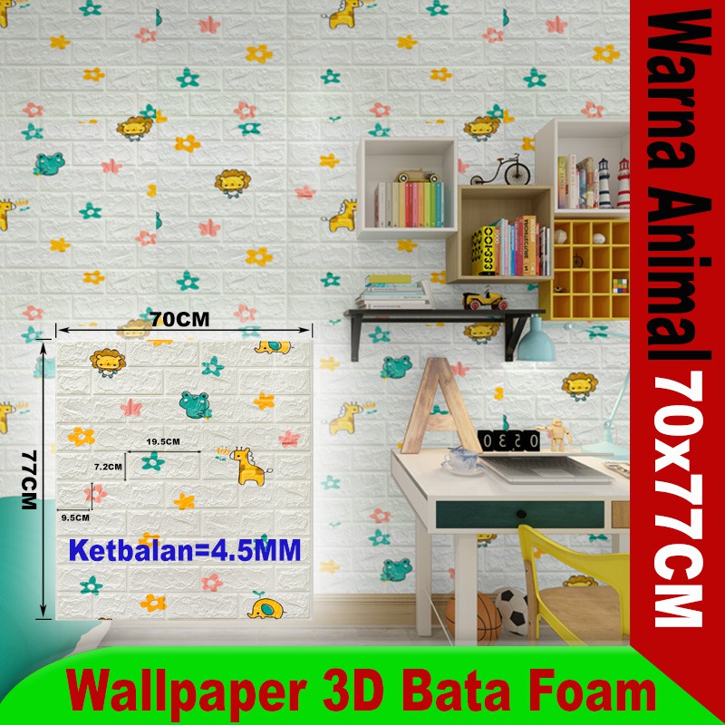 (Aimilo)  Wallpaper Dinding 3D Foam Motif Batu Bata Dekorasi Dinding Kamar Murah Ukuran 70 x 77 CM-7