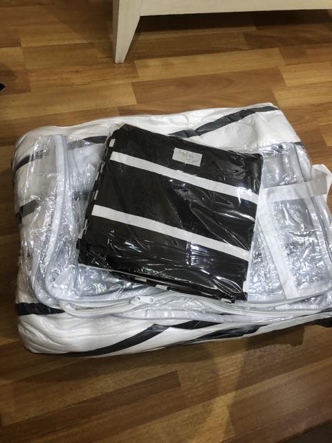 Bed Cover Set Sprei Motif Garis Putih Salur Hotel Katun Lokal Panca Tm Premium Size 180x200 Dll