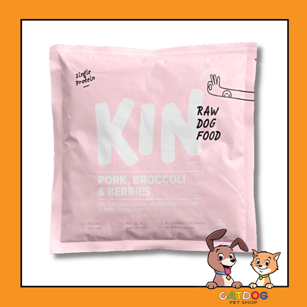 Jual KIN Raw Dog Food Pork Broccoli & Berries 500gr Shopee Indonesia