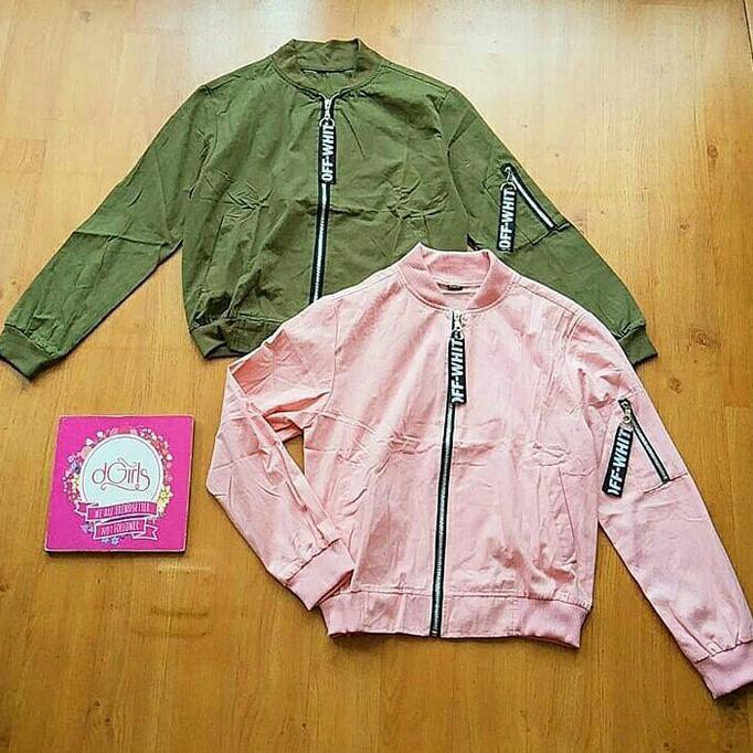 Jaket Bomber Wanita Jaket Cewek Jaket Army Off White Bomber Bahan Adem Dipakai Shopee Indonesia