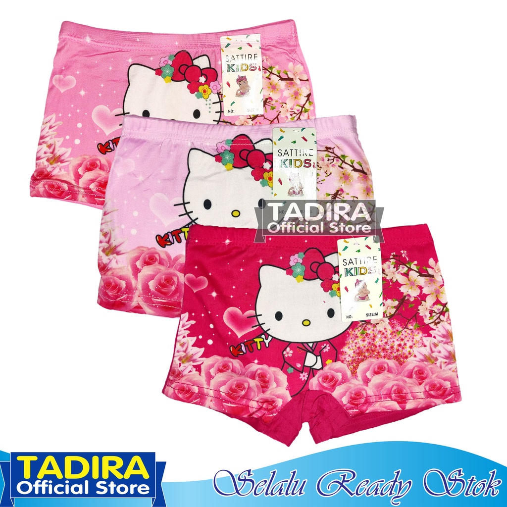 3 Pcs Celana Boxer Anak Perempuan Gambar Kartun Celana Dalam Boxer Karakter Bahan Super Lembut TADIRA