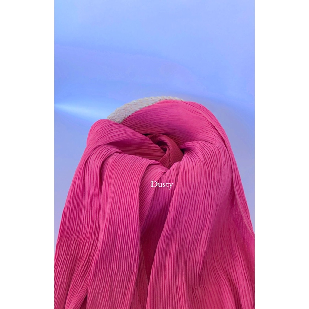 Pashmina Plisket full lidi 180x75 Hijab flisket Pashmina Plisket jilbab pleated shawl kerudung-Plisket Dusty
